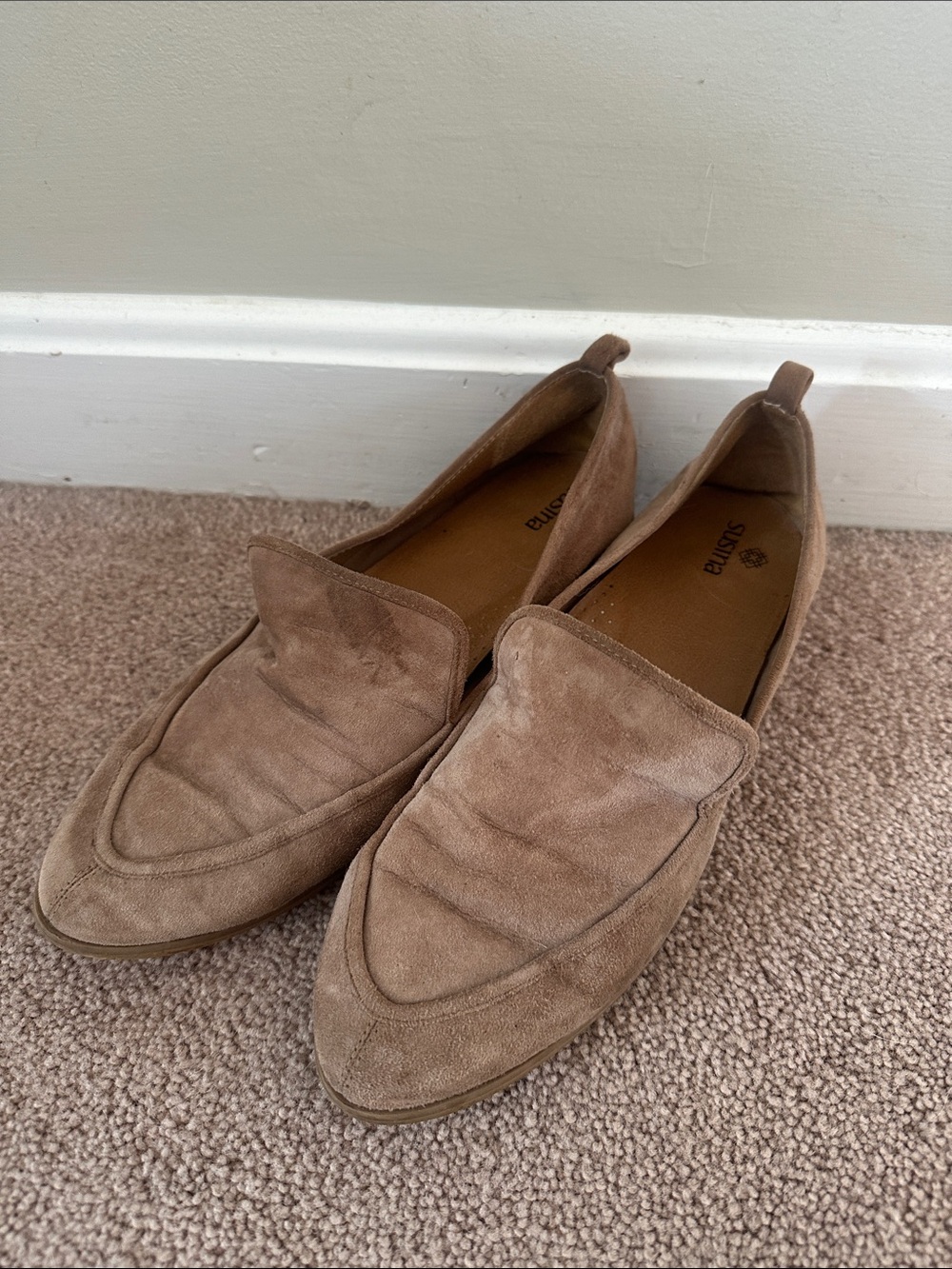 Susina Women’s Taupe Suede Slip-On Loafers
